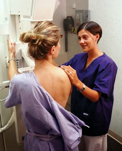Woman having a mammography done
